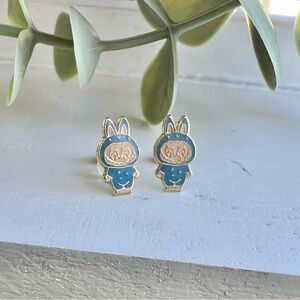 10k solid gold Blue Bunny bubu Earrings